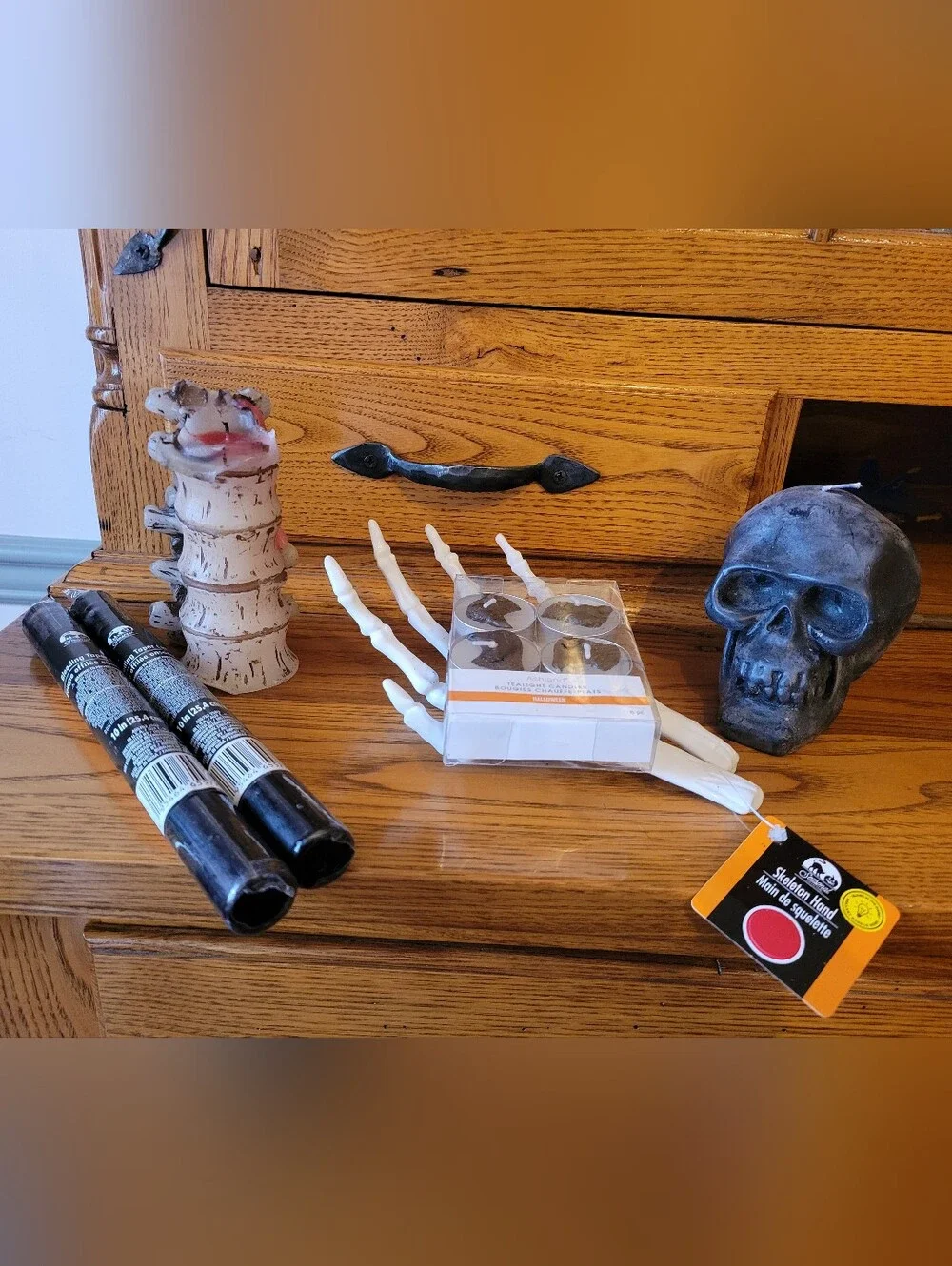 Halloween Candles! Skull, Vertebrae Candle, Raven Tea Lights, 